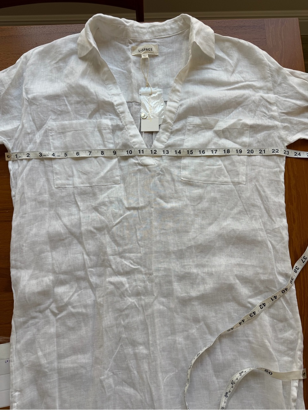 L*Space White Linen V-Neck Capistrano Tunic Cover-Up M/L - Picture 4 of 6